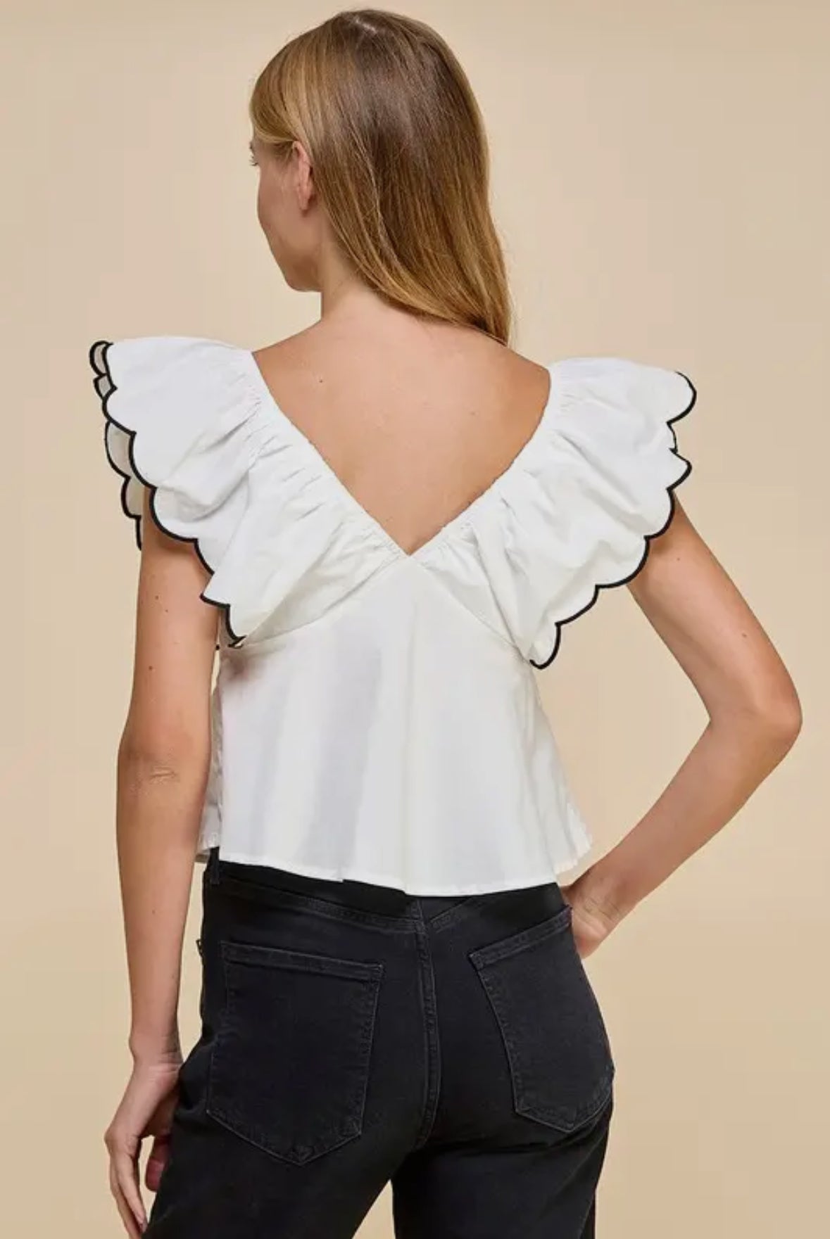 Sadie Ruffle Sleeve Bow Detail Top