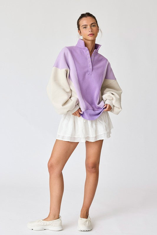 Road Tripping Oversized Pullover- Lavender