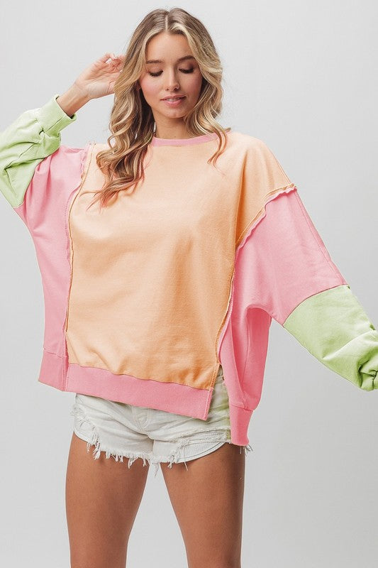 Cozy Days Pastel Color-block Pullover